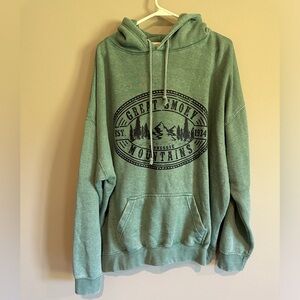 Hooded unisex sweatshirt. Green. Used.